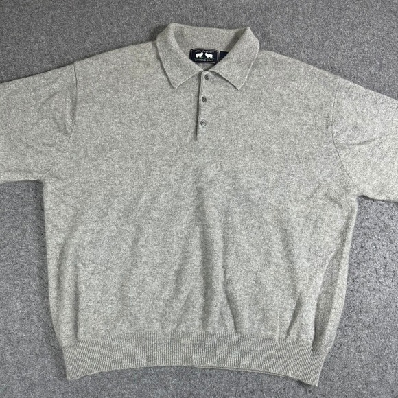 Woods & Gray Women's 100% Cashmere Short Sleeve Polo Sweater Light Gray XL - Picture 7 of 7